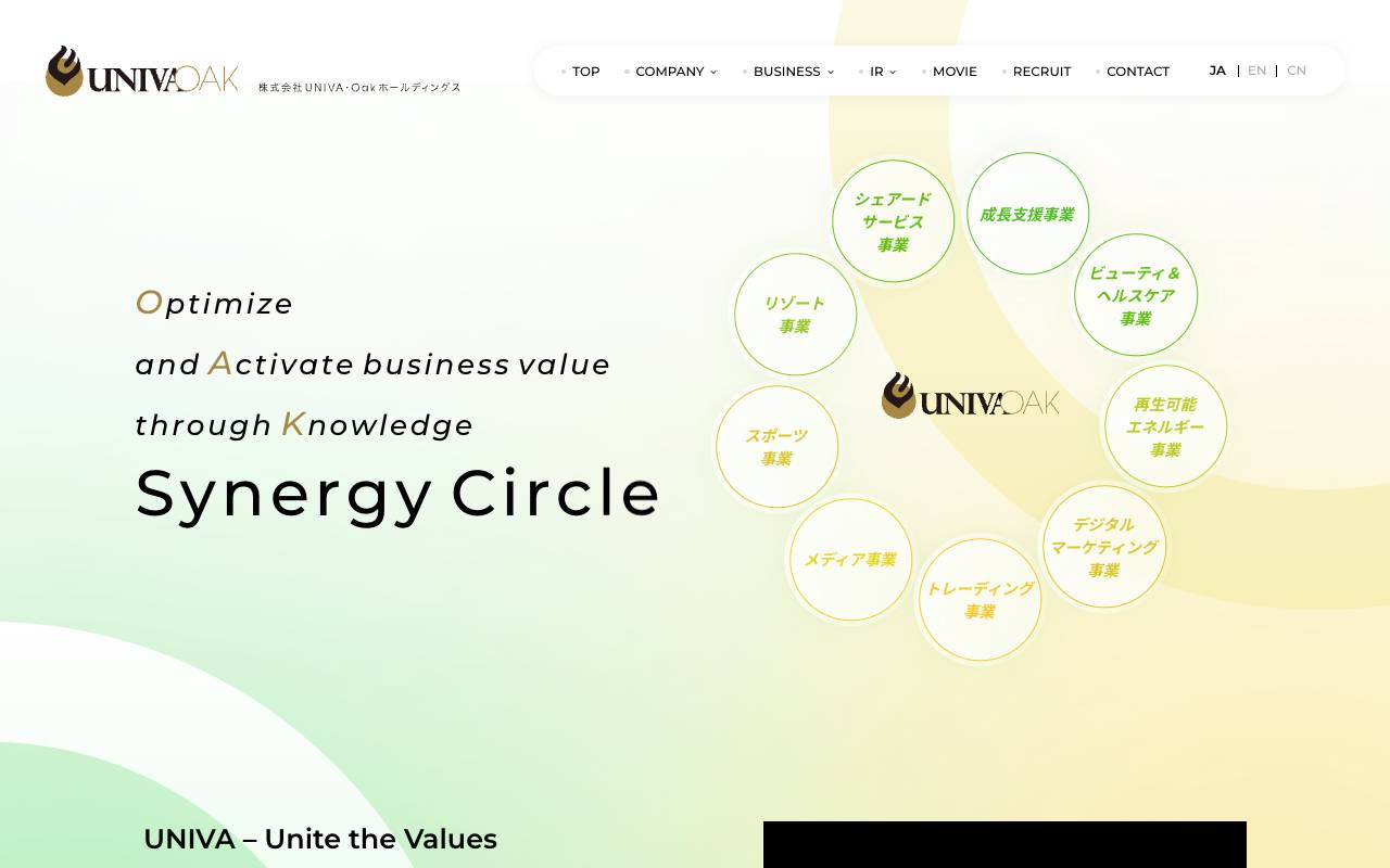 株式会社ＵＮＩＶＡ・Ｏａｋホールディングス official website