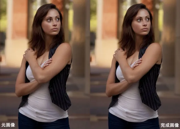 写真修整サンプル（修正点 ： 痩身、美肌）