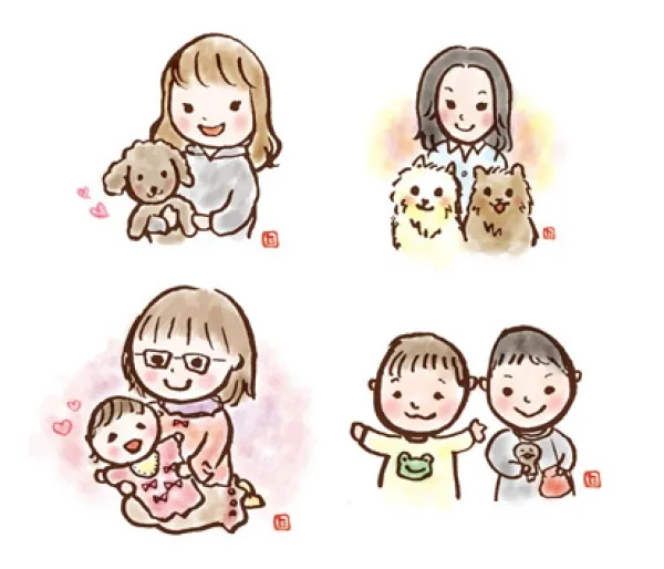 和風 似顔絵イラスト
