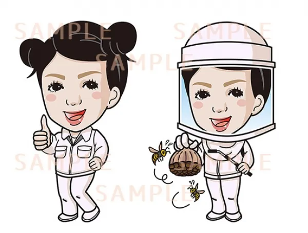 女性全身似顔絵2種