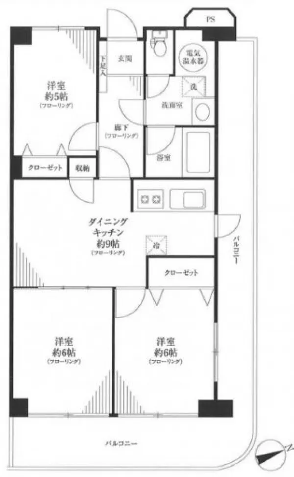 マンション間取り図 トレース