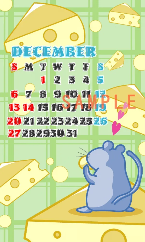 スマフォ壁紙用カレンダー