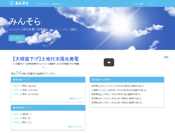 太陽光発電所管理サービス「みんそら」開発