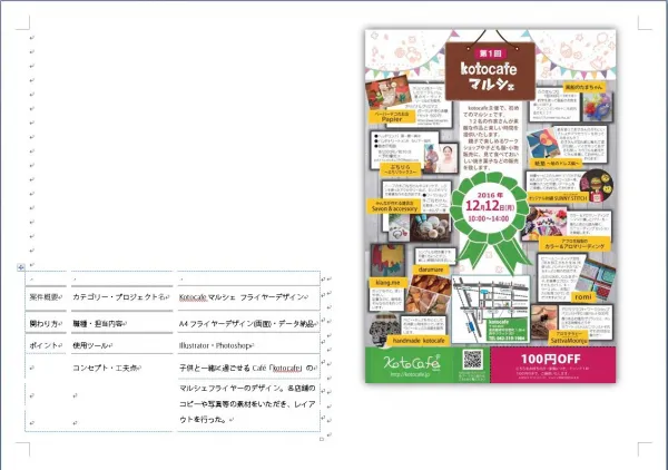 kotocafe マルシェ フライヤーデザイン