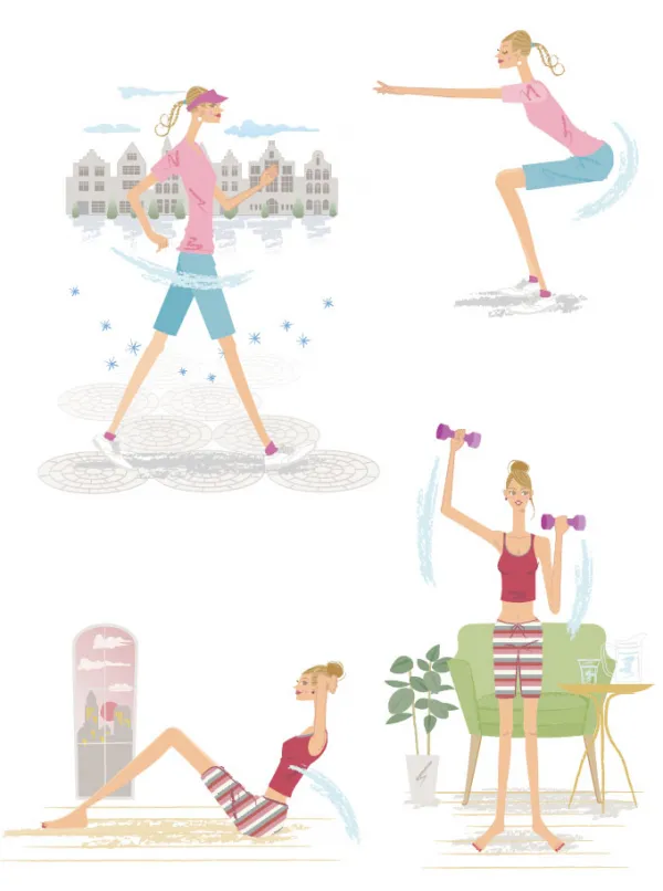 女性誌に掲載されたストレッチのイラスト